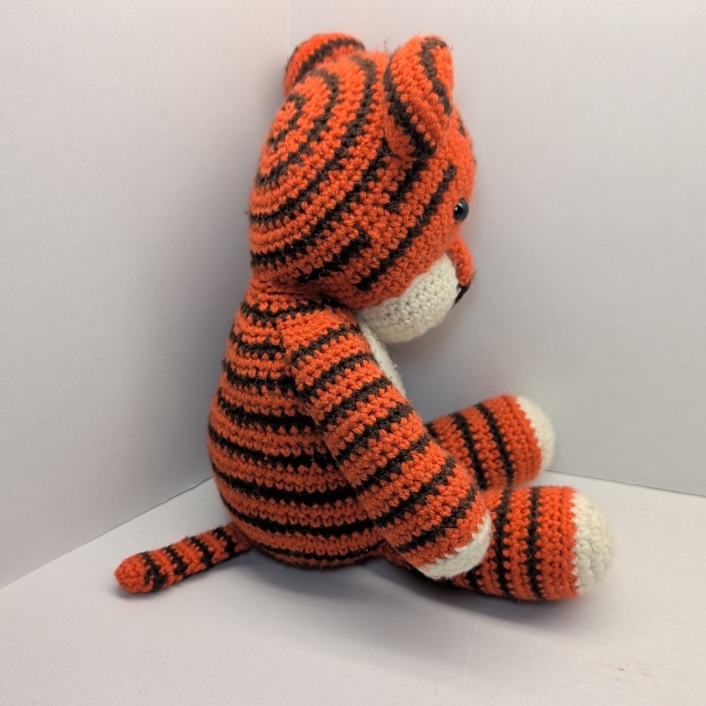 Handmade Crochet Orange Tiger Striped Amigurumi Plush Stuffed Animal 17 inch - Picture 4 of 7